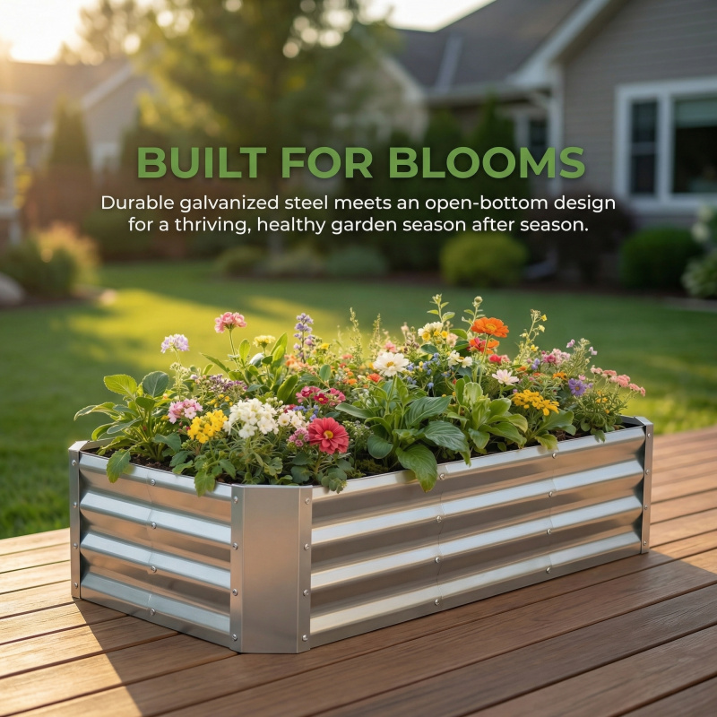 Smart Garden Storage - Grote bodemloze gegalvaniseerde plantenbakset 4×2×1ft Metalen